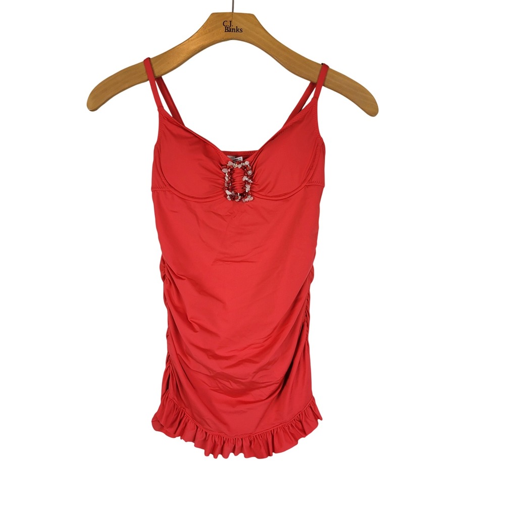 Becca by Rebecca Virtue One Piece Swimsuit Swim Dress Red Size Small